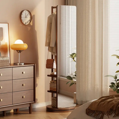 ✨AT  Specchio da Terra in Legno Massiccio – Girevole con Appendiabiti! 🪞