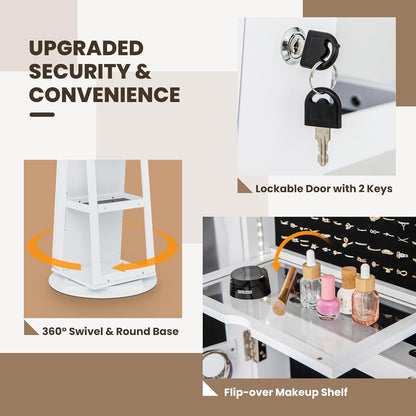 Ti Armadio portagioie con specchio a figura intera e luci LED regolabili