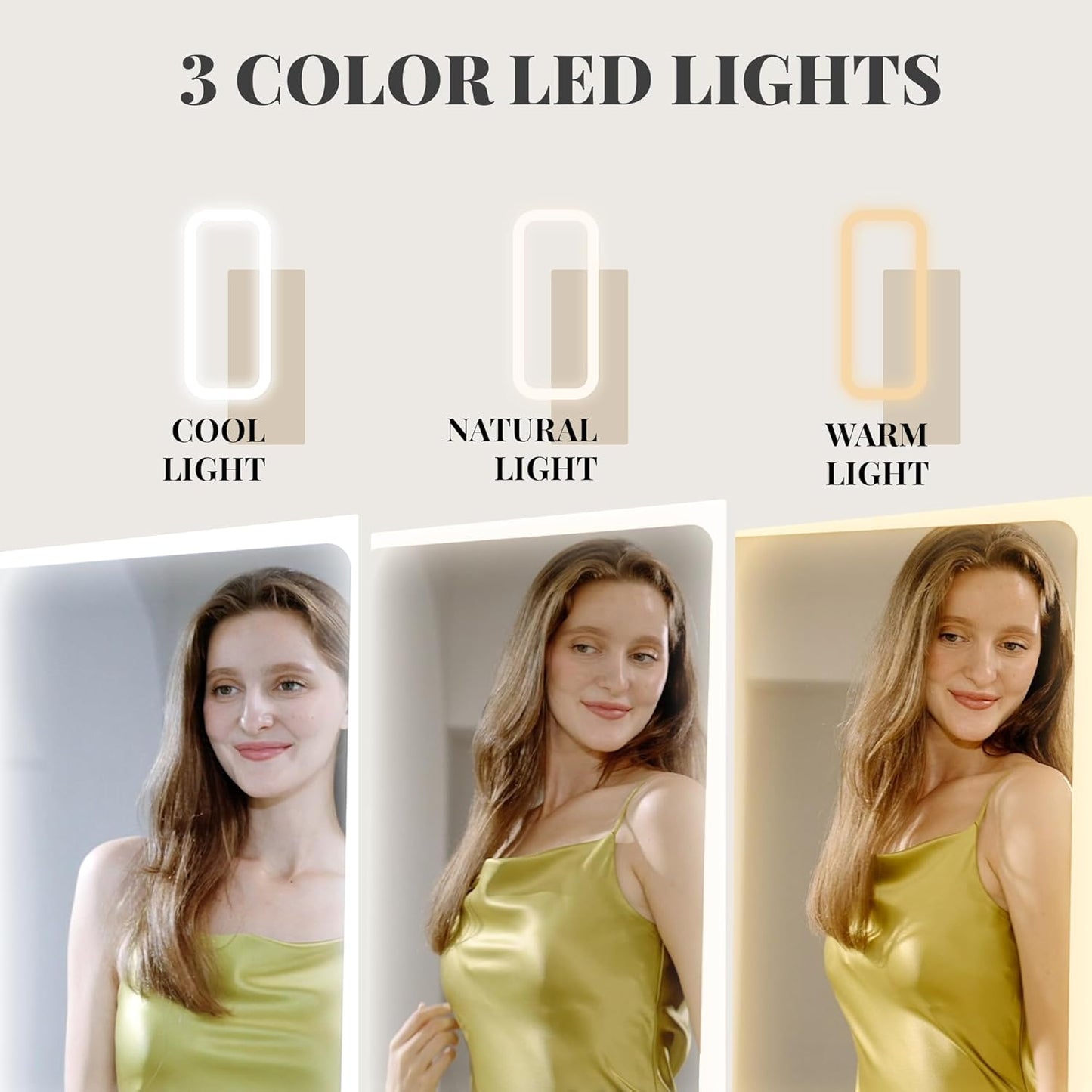 TT Armadio portagioie con specchio a figura intera e luci LED regolabili