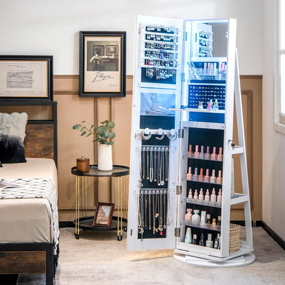 AT Armadio portagioie con specchio a figura intera e luci LED regolabili