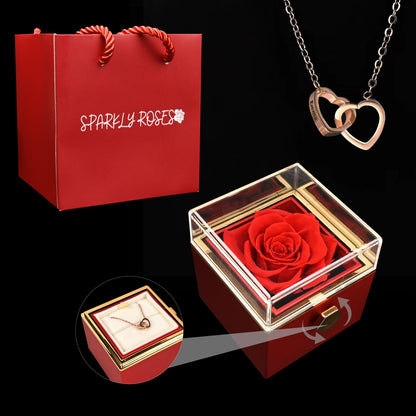 Eternal Rose Box - W/ Engraved Necklace & Real Rose | SPARKLYROSES.COM