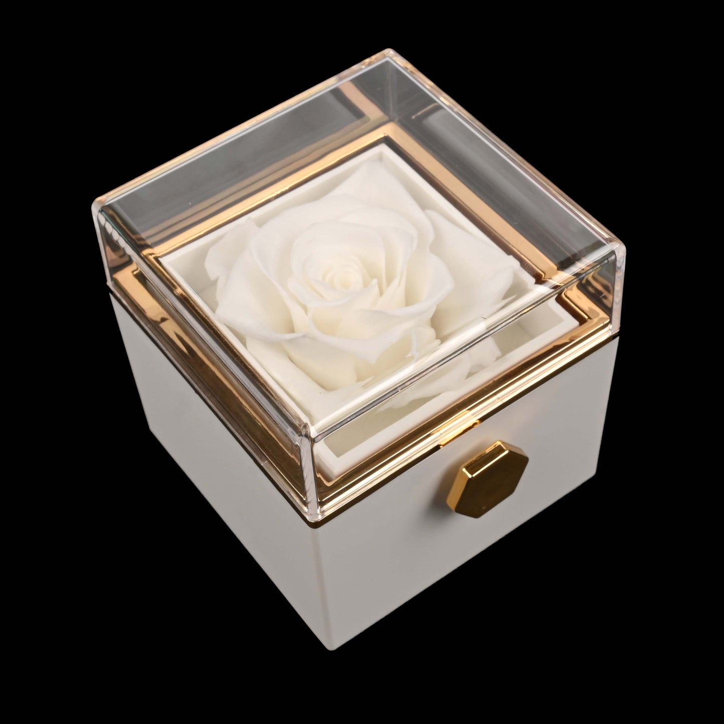 Sparkly Roses Eternal Rose Box - W/ Engraved Necklace & Real Rose