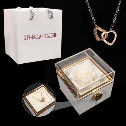 Eternal Rose Box - W/ Engraved Necklace & Real Rose | SPARKLYROSES.COM