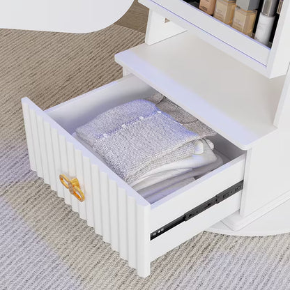 Armadio Gioielli 360° Vintage con Specchio e Luci LED